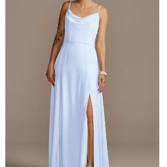David's Bridal Dresses & Skirts - Cowl Neck Chiffon, Ice Blue, Size 2